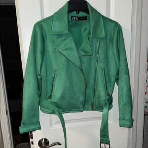 Zara Mint Green Leather Jacket